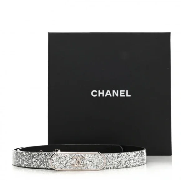 Authentic Chanel Silver Glitters Leather Belt 70 Leather belt Chanel Silver size 70 cm in Leather - 50894850 main image 3